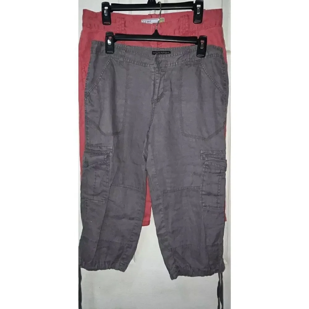 Linen‎ Cropped Pants Lot Of 2 Women’s Size 8 Banana Republic Old Navy